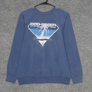 Vintage Bob Seger Silver Bullet Band Sweatshirt Mens XL Blue Raglan Long Sleeve